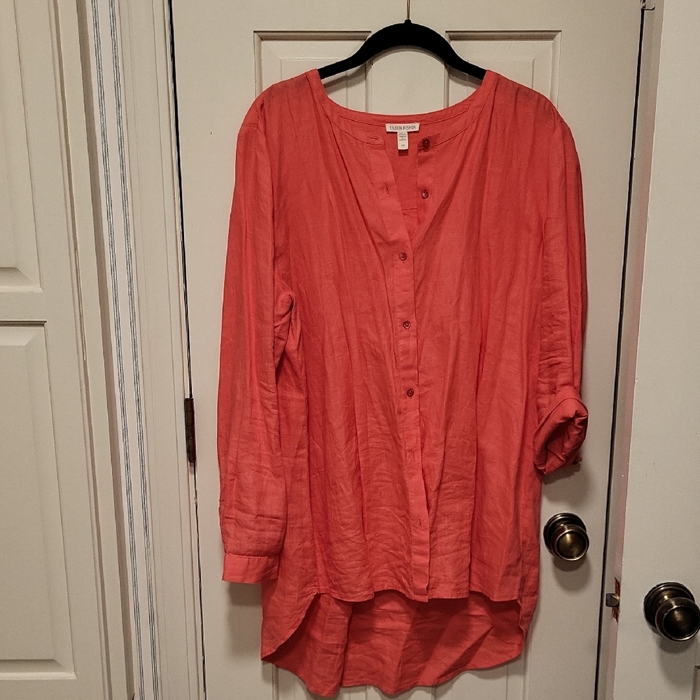 Eileen Fisher Vibrant Coral Button-Down Shirt